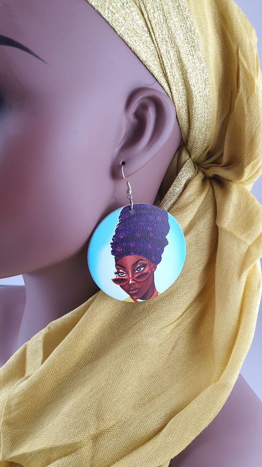 African Earrings, DIVA Earrings, Ethnic Earrings, Afrocentric Earrings, Statement Earrings, Gift for Girlfriend, Wooden African Earrings