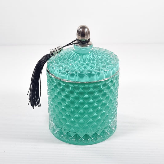 LARGE TEAL GEO Candle