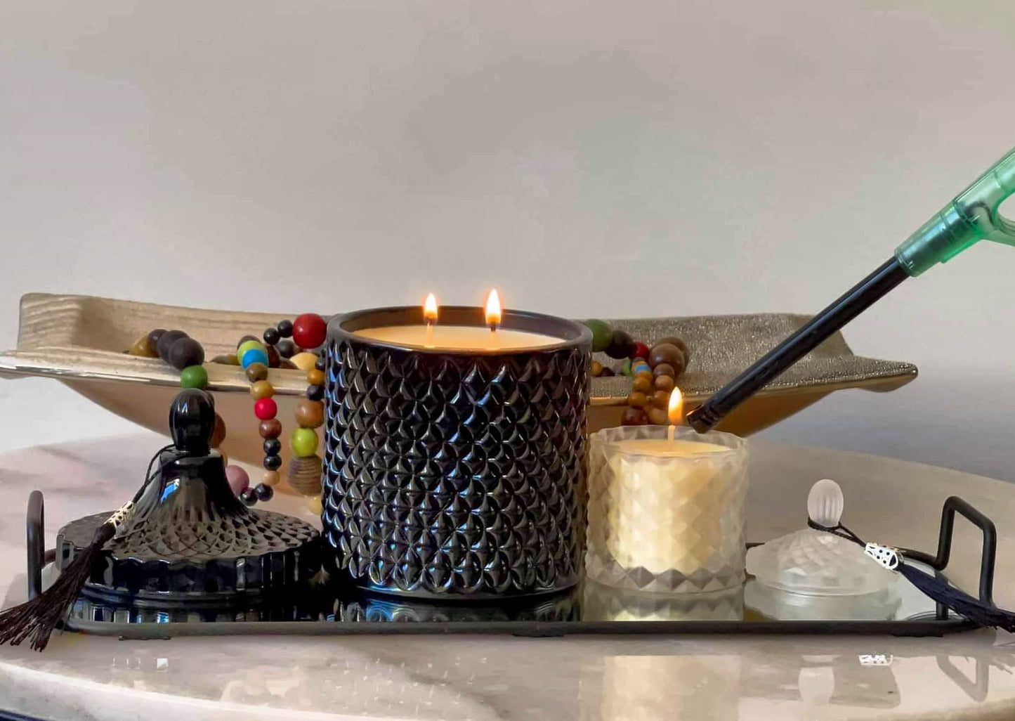 LARGE BLACK GEO Candle