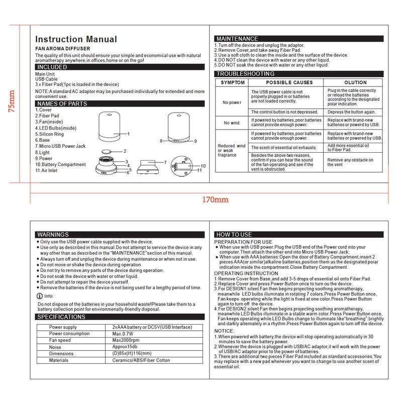 Fan Diffuser - Cordless/portable